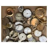 Large Assortment Vintage Antique Pocket Watches, Movements, Crystals, Parts for Repair Crafting Collecting