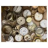 Large Assortment Vintage Antique Pocket Watches, Movements, Crystals, Parts for Repair Crafting Collecting