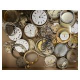 Large Assortment Vintage Antique Pocket Watches, Movements, Crystals, Parts for Repair Crafting Collecting