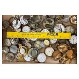 Large Assortment Vintage Antique Pocket Watches, Movements, Crystals, Parts for Repair Crafting Collecting