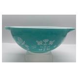 1958 Pyrex Turquoise Needlpoint Embroidery Cinderella Mixing Bowl 443