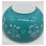 1958 Pyrex Turquoise Needlpoint Embroidery Cinderella Mixing Bowl 443