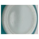 1958 Pyrex Turquoise Needlpoint Embroidery Cinderella Mixing Bowl 443
