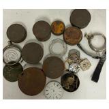 Watch Part Shipping Tins Antique with small parts