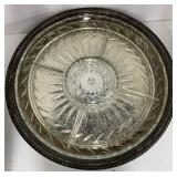 Silverplate and Cut Glass Divided Tray Lazy Susan Rogers and Son