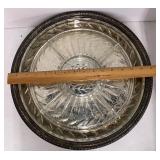 Silverplate and Cut Glass Divided Tray Lazy Susan Rogers and Son