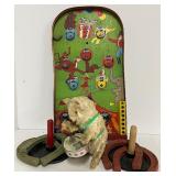 Vintage 1930s "Lucky 7 Poosh-M-Up" tabletop pinball/bagatelle game with a circus theme Vintage Toy Lot