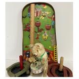 Vintage 1930s "Lucky 7 Poosh-M-Up" tabletop pinball/bagatelle game with a circus theme Vintage Toy Lot