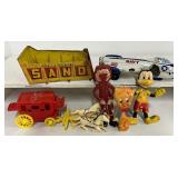 Vintage Toy Lot Tin Litho Navy Plane Line Mar Toys, Rubber Toys