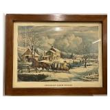 American Farm Scene Picture and Currier and Ives Toleware Trays