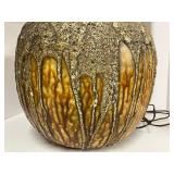 Mid Century MCM Lava Drip Glaze Oversized Pottery Lamp