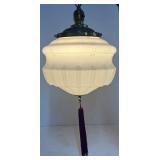 Vintage Milkglass Hanging Light Fixture Art Deco White Opaque Pendant Light Fixture