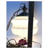 Vintage Milkglass Hanging Light Fixture Art Deco White Opaque Pendant Light Fixture