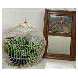 Hanging Birdcage and Mirror with Nursery Rhyme Picture Vintage "Mother Goose" by Jessie Willcox Smith.
