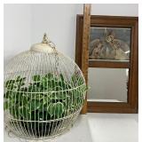 Hanging Birdcage and Mirror with Nursery Rhyme Picture Vintage "Mother Goose" by Jessie Willcox Smith.