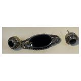 Marcasite and Sterling Pin Necklace and Earrings