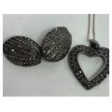 Sterling Necklace and Marcasite and Sterling Earrings and Necklace