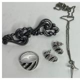 Sterling Ring, Necklace and Earrings