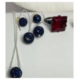 Necklace Earrings and Sterling Ring
