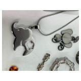 Silver Tone Elephant Jewelry Lot Some Sterling