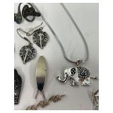 Silver Tone Elephant Jewelry Lot Some Sterling