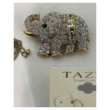 Large Gold Tone Elephant Jewelry Lot