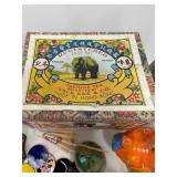 Antique Vintage Asian Influence Collectibles Decor Elephant Teapots Tea Tin