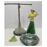 Art Deco Frosted Glass Base Jewelry Display Stand