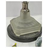 Art Deco Frosted Glass Base Jewelry Display Stand