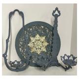Vintage Cast Iron Wall Scone for Lanterns and Matching Grate Cover
