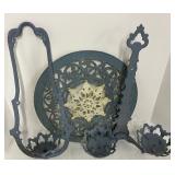 Vintage Cast Iron Wall Scone for Lanterns and Matching Grate Cover