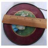 Vintage Flue Cover Made in Germany  Red Cranberry Glass  Czech BOHEMIAN Glass Footed Vase