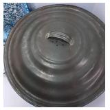 Primitive Tin Dough Bowl with Lid Granite Wear Enamel