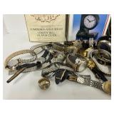 Two Alarm Clocks with Boxes and Wristwatch Lot for Parts Repair Craft