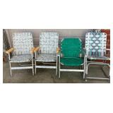 Lot of 4 Vintage Aluminum and Webbed Lawn Chairs