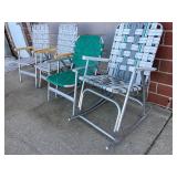 Lot of 4 Vintage Aluminum and Webbed Lawn Chairs