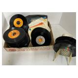 Large Lot of 45 Records and Holder