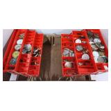 Expandanding Tool Box filled with watch parts for repair or craft
