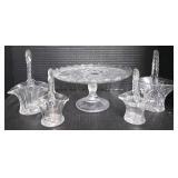 Crystal Baskets and Glass Cake Plate