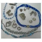 Colbalt Blue Czech Crystal Necklace and Crystal Lot