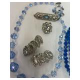Colbalt Blue Czech Crystal Necklace and Crystal Lot