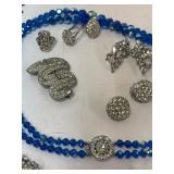 Colbalt Blue Czech Crystal Necklace and Crystal Lot