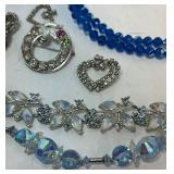 Colbalt Blue Czech Crystal Necklace and Crystal Lot