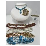 Vintage Beaded Necklaces and Simulated Turquoise Jewelry Lot