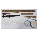 Vintage Letter Openers Rulers Magnifying Glass Desk Lot