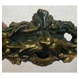 Vintage Brass and Cast Iron Door Plate Antique Drawer Pulls Brass Lot "Green Man" face Victorian and Art Nouveau hardware.