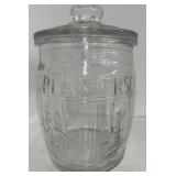 Planters Peanut Clear Glass Barrel Jar with Lid Adveritisng Mr. Peanut