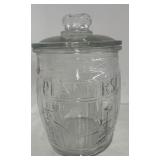 Planters Peanut Clear Glass Barrel Jar with Lid Adveritisng Mr. Peanut