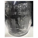 Planters Peanut Clear Glass Barrel Jar with Lid Adveritisng Mr. Peanut