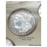 Framed United States 20th Century Coins - 1986 One Ounce (.999) Silver Coin, 1890 Morgan Silver Dollar, 1944 Walking Liberty Half Dollar, 1913 Barber Half Dollar, 1930 Standing Liberty Quarter and Mor